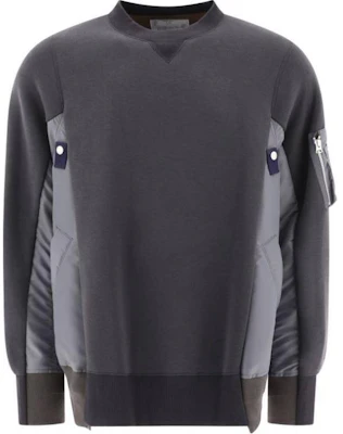 Sacai Colorblock Crewneck Pullover Sweatshirt Kelabu Gelap SCM-221-339 Buy Sacai Colorblock Crewneck Pullover Sweatshirt Kelabu Gelap SCM-221-339