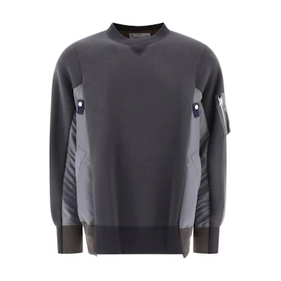 Sacai Colorblock Crewneck Pullover Sweatshirt Dark Gray SCM-221-339
