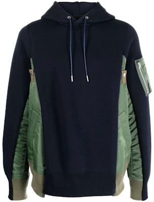 Sacai Colorblock Drawstring Pullover Hoodie Black SCM057212 Buy Sacai Colorblock Drawstring Pullover Hoodie Black SCM057212