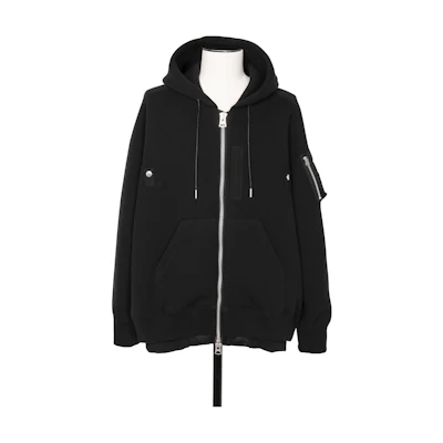 Sacai Colorblock Hoodie Full-Zip Relaxed Fit Sweatshirt Black 24-03335M-001