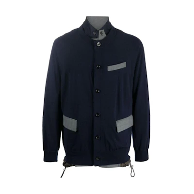 Sacai Colorblock Knit Collar Loose-Fit Casual Long-Sleeve Jacket 22-02806