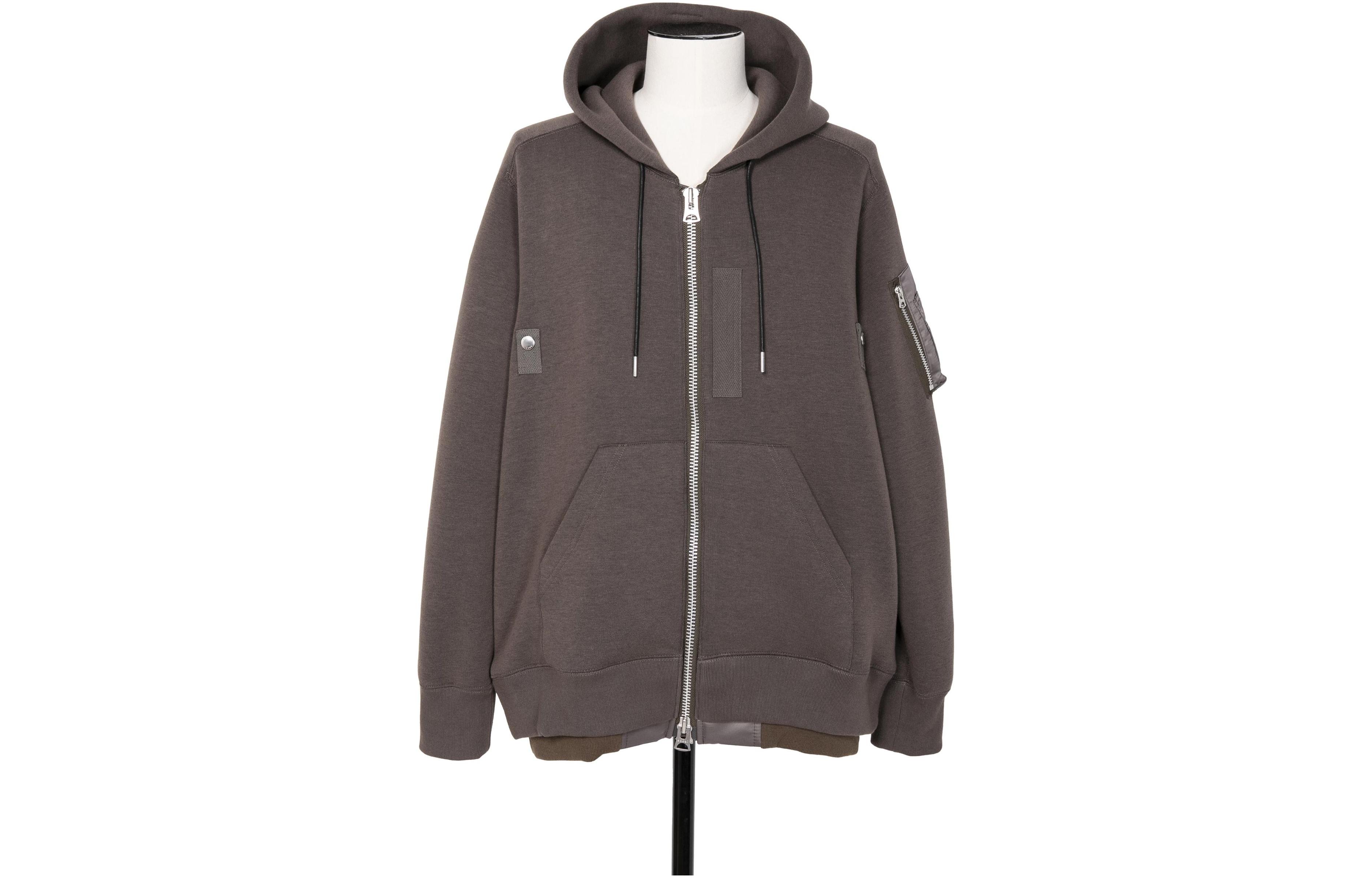 Sacai Colorblock Loose Fit Hoodie Zipper Long Sleeve Sweatshirt Grey Beige Men 24-03335M-550