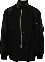 Sacai Colorblock Stand Collar Zip Jacket - Black Long Sleeve Outerwear 24-03419M-001 Sacai Colorblock Stand Collar Zip Jacket - Black Long Sleeve Outerwear 24-03419M-001