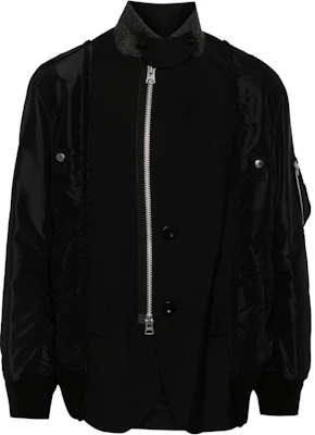 Sacai Colorblock Stand Collar Zip Jacket - Black Long Sleeve Outerwear 24-03419M-001 Buy Sacai Colorblock Stand Collar Zip Jacket - Black Long Sleeve Outerwear 24-03419M-001