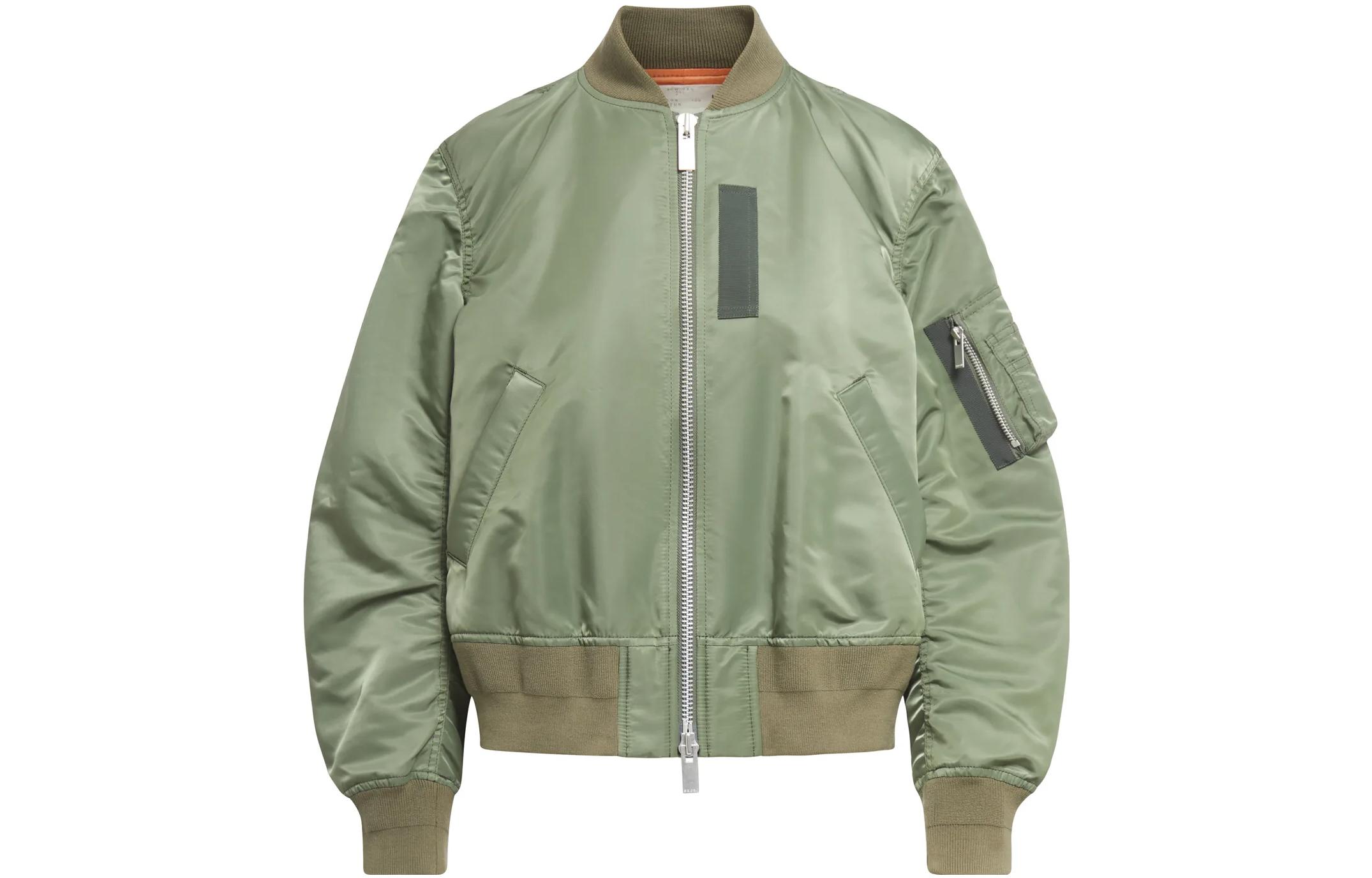 Sacai Colorblock Zip-Up Baseball Jacket Green SCW-065-501