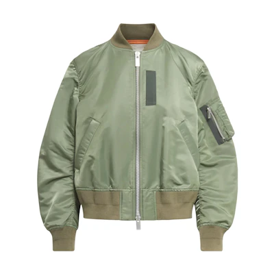 Sacai Colorblock Zip-Up Baseball Jacket Green SCW-065-501