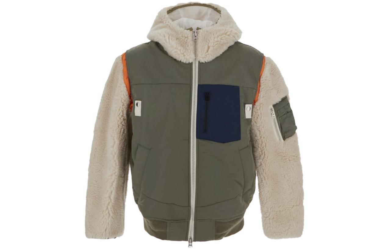 Sacai Colorblock Zip-Up Hoodie Jacket Khaki 23-03220M-526