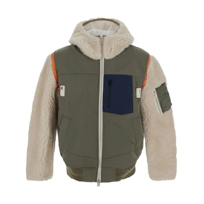Sacai Colorblock Zip-Up Hoodie Jacket Khaki 23-03220M-526
