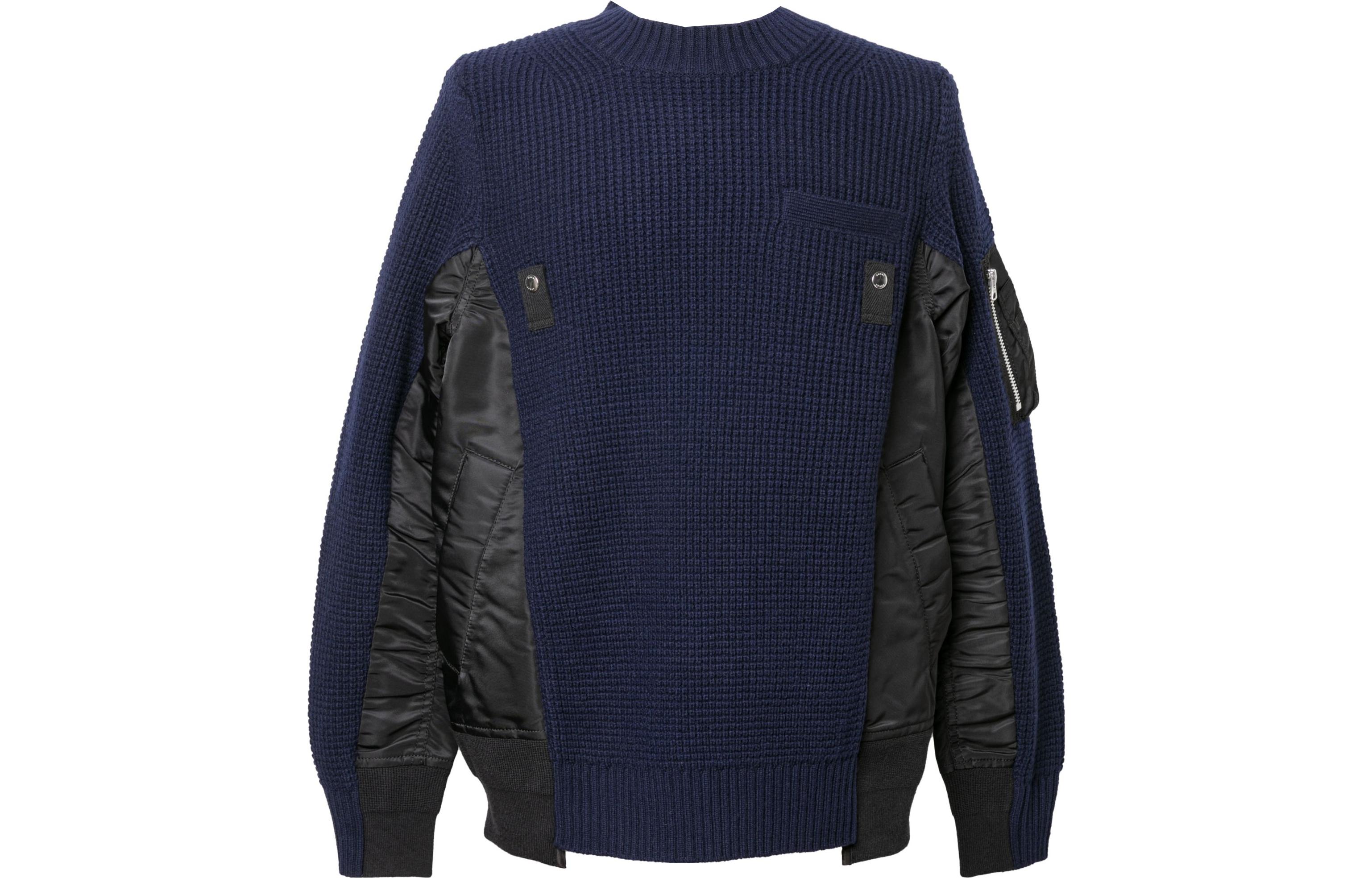 Sacai Colorblock Zip Pullover Crewneck Sweatshirt Blue SCM-083-201