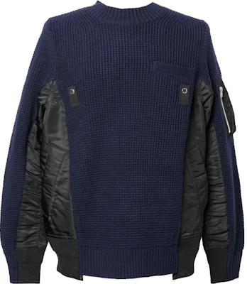 Sacai Colorblock Zip Pullover Crewneck Sweatshirt Biru SCM-083-201 Buy Sacai Colorblock Zip Pullover Crewneck Sweatshirt Biru SCM-083-201