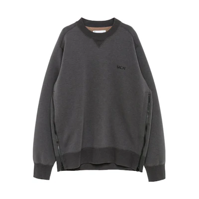 Sacai Crewneck Drop Shoulder Sweatshirt with Zipper Details Grey Mens 23-03256M-301