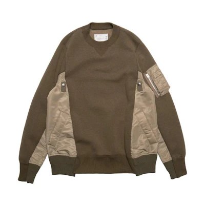 Sacai Crewneck Sweatshirt Beige with Patchwork Pocket Design SCM-058DBG