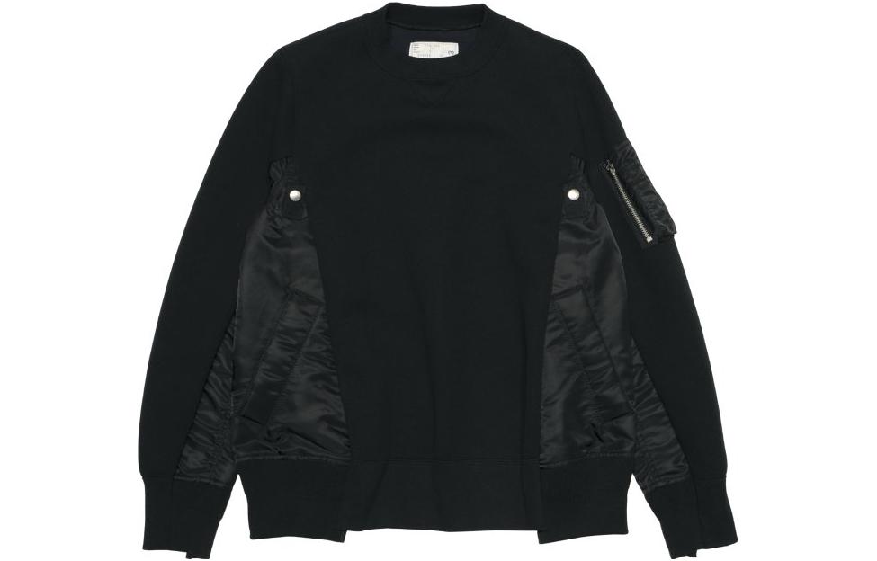 Sacai Crewneck Sweatshirt with Patchwork Pocket Design Black SCM-058BK