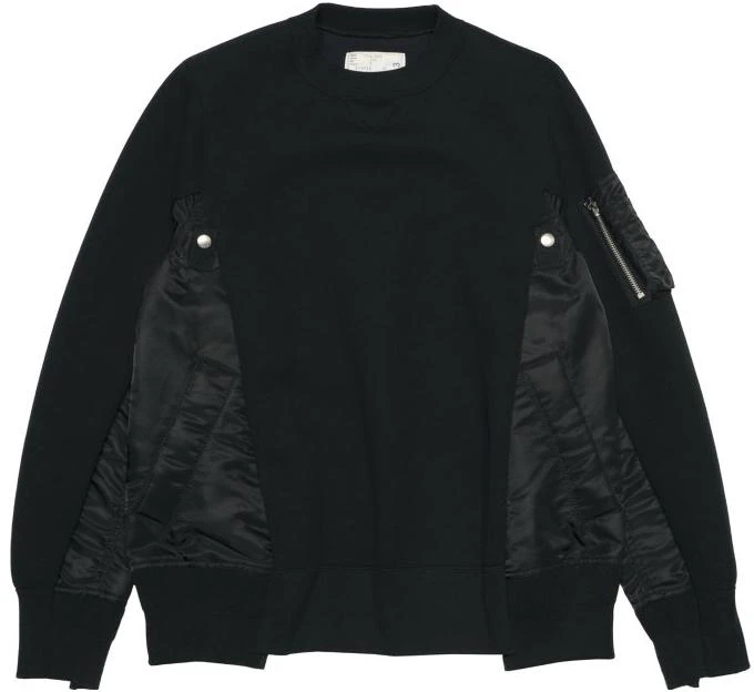sacai-crewneck-sweatshirt-with-patchwork-pocket-design-black-scm-058-bk