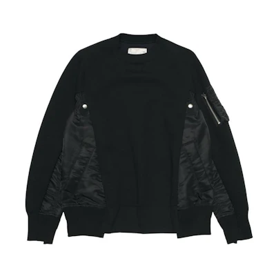 Sacai Crewneck Sweatshirt with Patchwork Pocket Design Black SCM-058BK