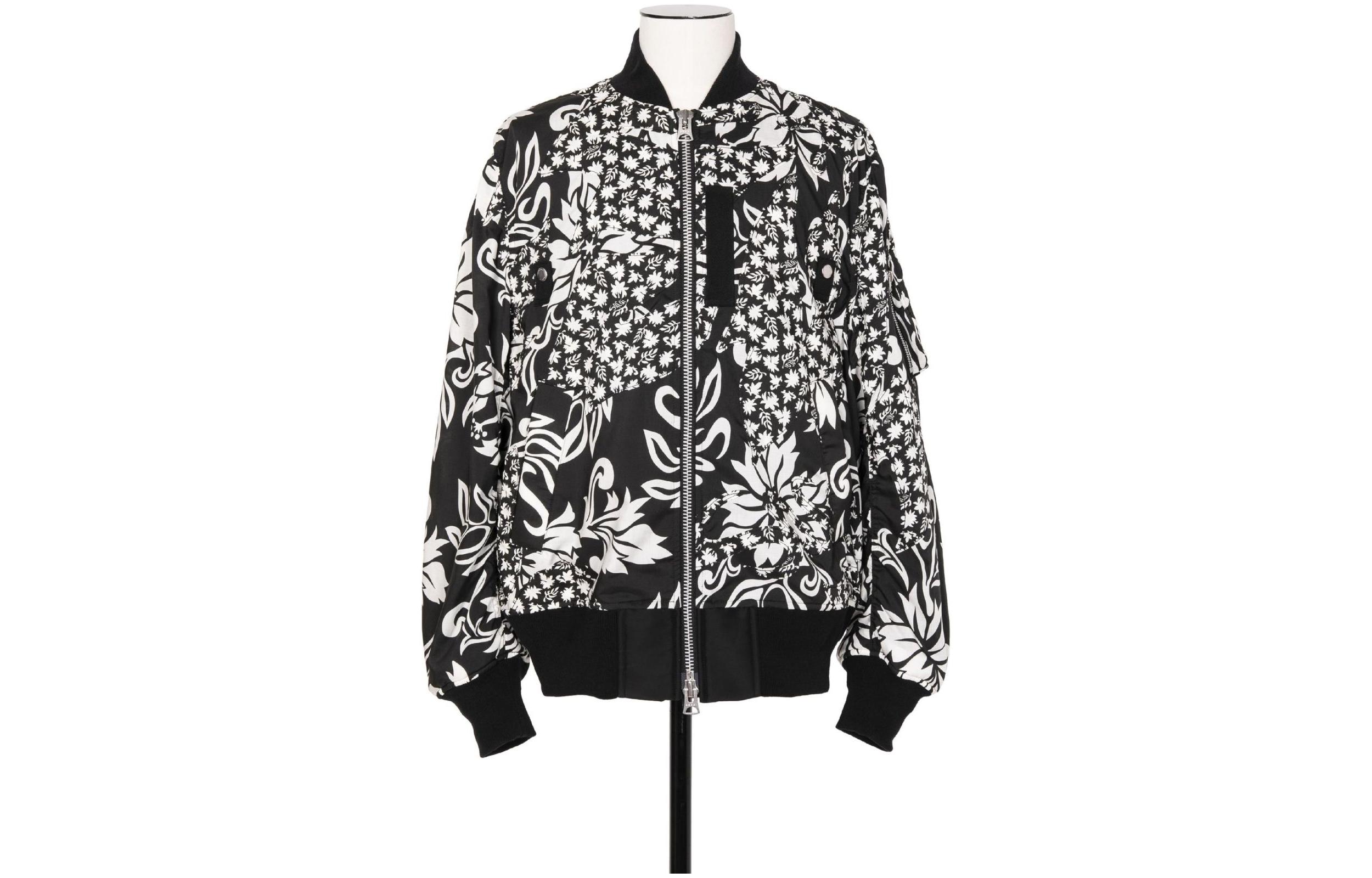 Sacai Floral Embroidered Patchwork Jacket Black 24-03285M-001