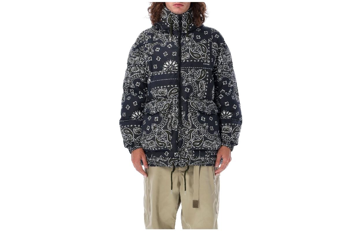 Sacai Full-Print Hooded Jacket Navy Blue 23-A2303149