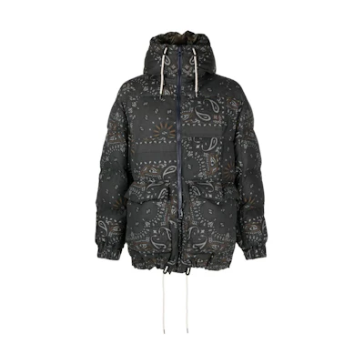 Sacai Full-Zip Hooded Jacket with All-Over Print Dark Grey 23-03149M301
