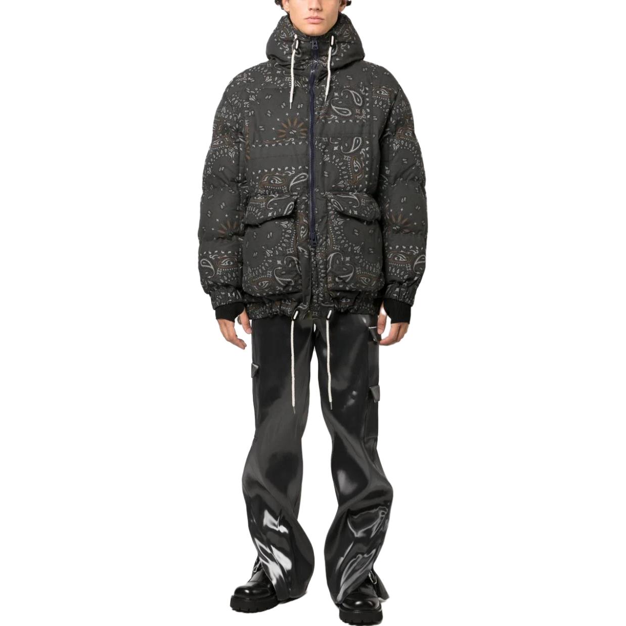 Lookbook Sacai Full-Zip Hooded Jacket with All-Over Print Dark Grey 23-03149M301
