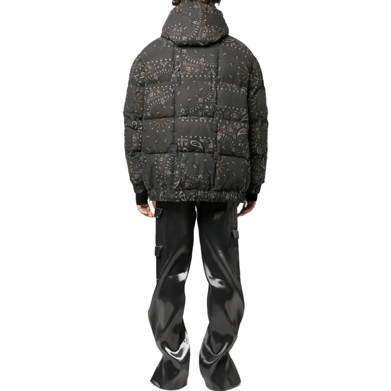 Shop Sacai Full-Zip Hooded Jacket with All-Over Print Dark Grey 23-03149M301