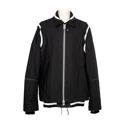 Sacai FW21 Black Cotton Oxford Belted Jacket 21-02593M