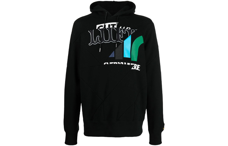 Sacai FW21 Black Hoodie with Casual Letter Print Design 210172S