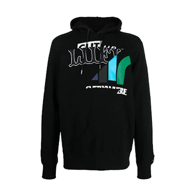 Sacai FW21 Black Hoodie with Casual Letter Print Design 210172S