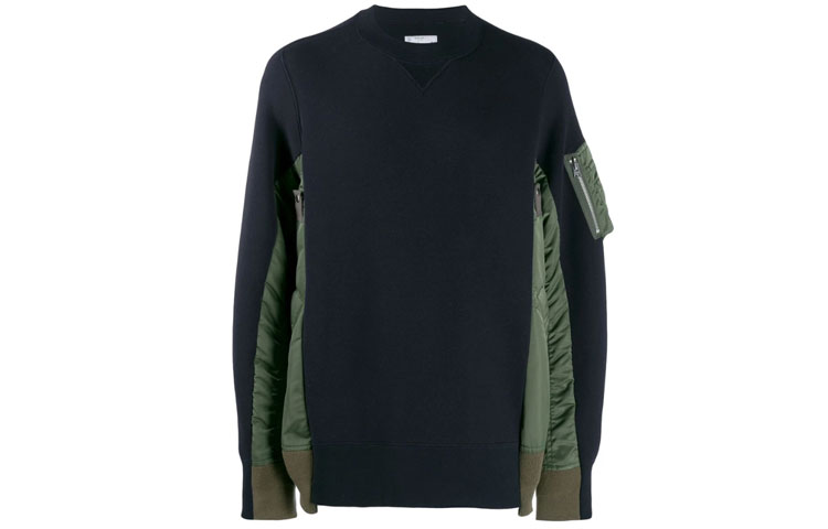 Order Sacai FW21 Blue Crewneck Side Panel Pullover Sweatshirt SCM-032LU212