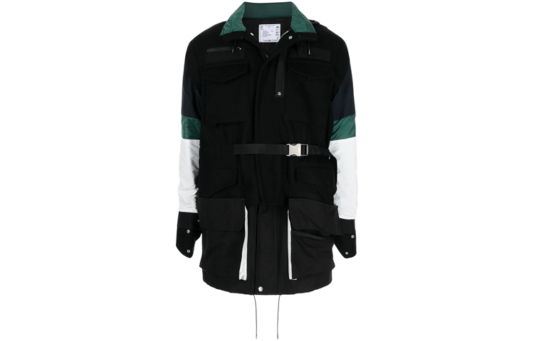 Sacai FW21 Color-Block Patchwork Jacket Black 21-02618001
