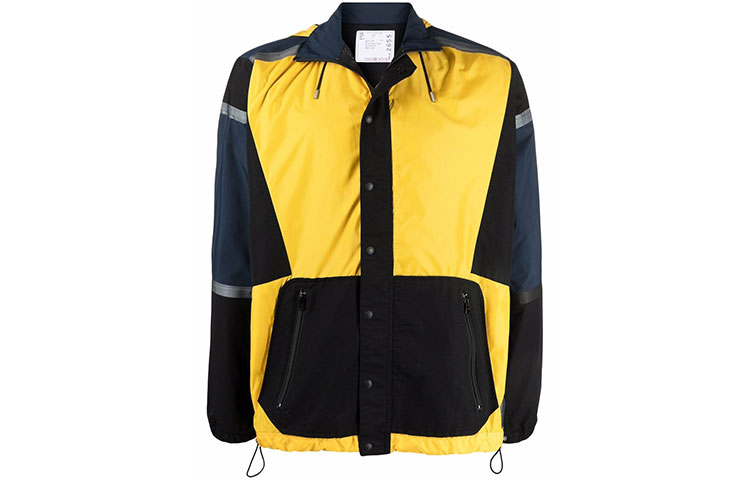 Sacai FW21 Colorblock Hooded Jacket Mens Yellow Blue 02-655M-688