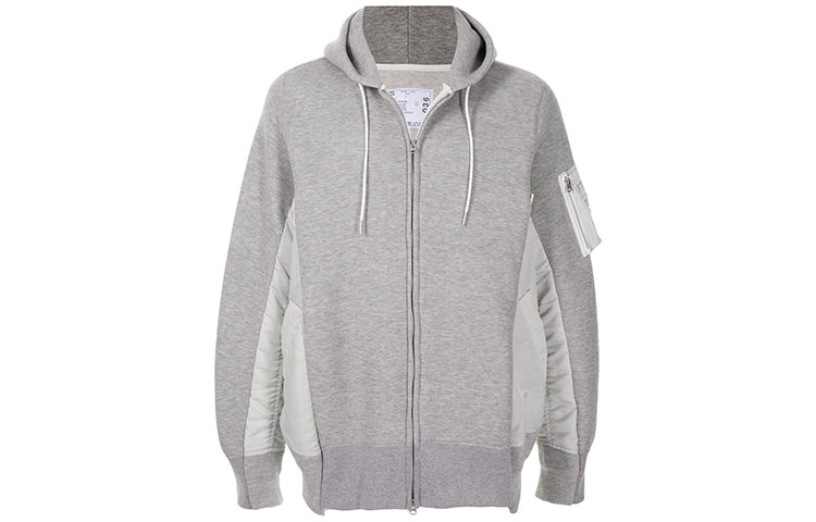 Sacai FW21 Contrast Panel Zip Hoodie Jacket Men’s Grey SC-M036381