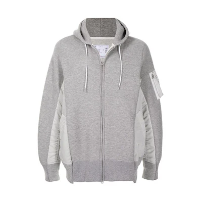 Sacai FW21 Contrast Panel Zip Hoodie Jacket Men’s Grey SC-M036381