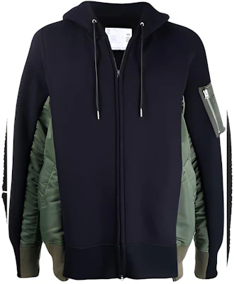 Sacai FW21 Contrast Paneled Zip Hoodie Jacket Unisex Black SCM036 Buy Sacai FW21 Contrast Paneled Zip Hoodie Jacket Unisex Black SCM036
