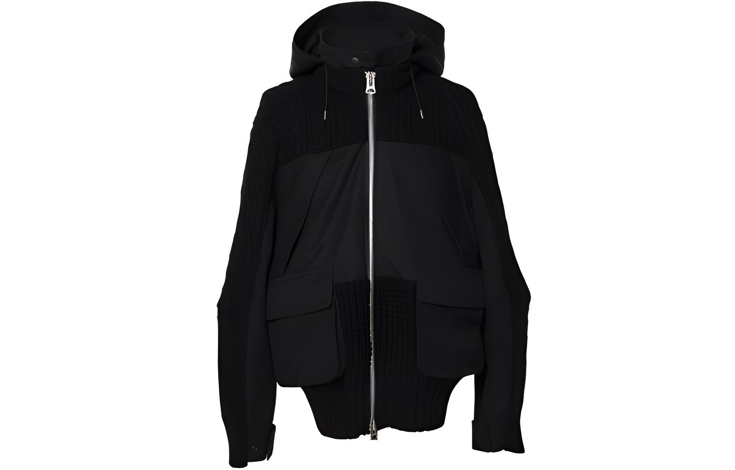 Sacai FW21 Holiday Wool Knit Zip Jacket Black 21-02780M-BLCK