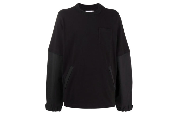 Sacai FW21 Layered Cotton Pullover Sweatshirt Men’s Black 21-02588