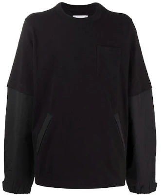 Sacai FW21 Baju Layered Cotton Pullover Lelaki Hitam 21-02588 Buy Sacai FW21 Baju Layered Cotton Pullover Lelaki Hitam 21-02588