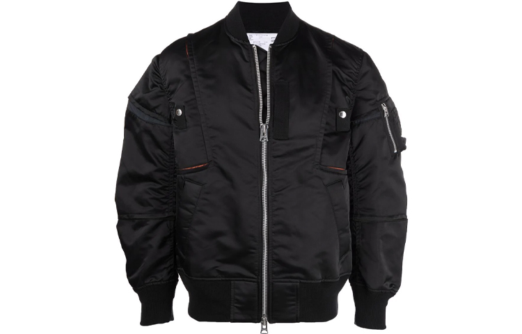 Sacai FW21 Logo Dual-Sided Bomber Jacket Black 21-02581M