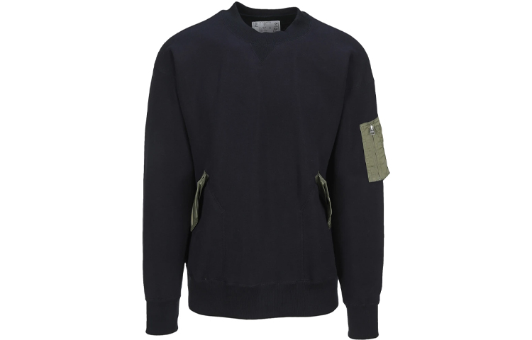 Sacai FW21 Logo Print Black Crewneck Sweatshirt 02639MFN-201