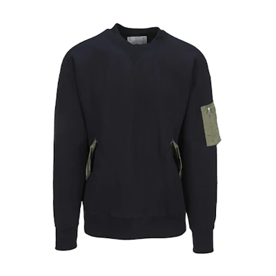 Sacai FW21 Logo Print Black Crewneck Sweatshirt 02639MFN-201