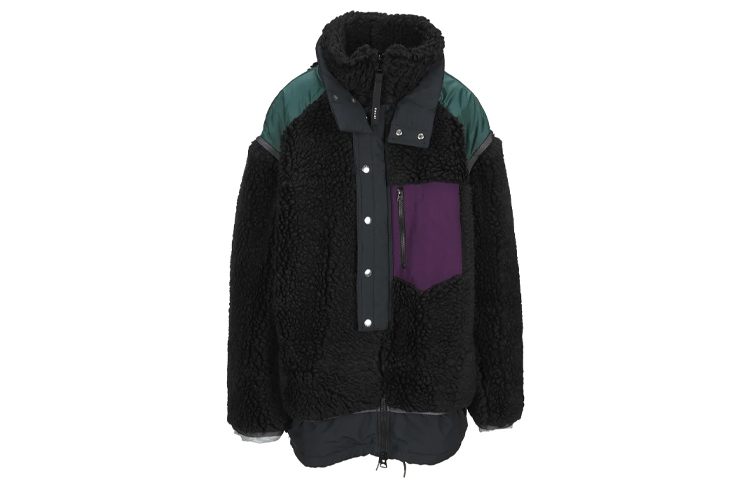 Sacai FW21 Logo Print Color-Block Long-Sleeve Jacket Black 02642MPN-001