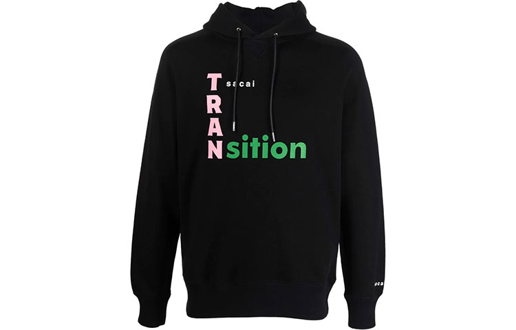 Sacai FW21 Logo Print Pullover Hoodie Black 21-0290S
