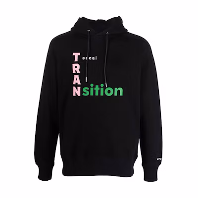 Sacai FW21 Logo Print Pullover Hoodie Black 21-0290S
