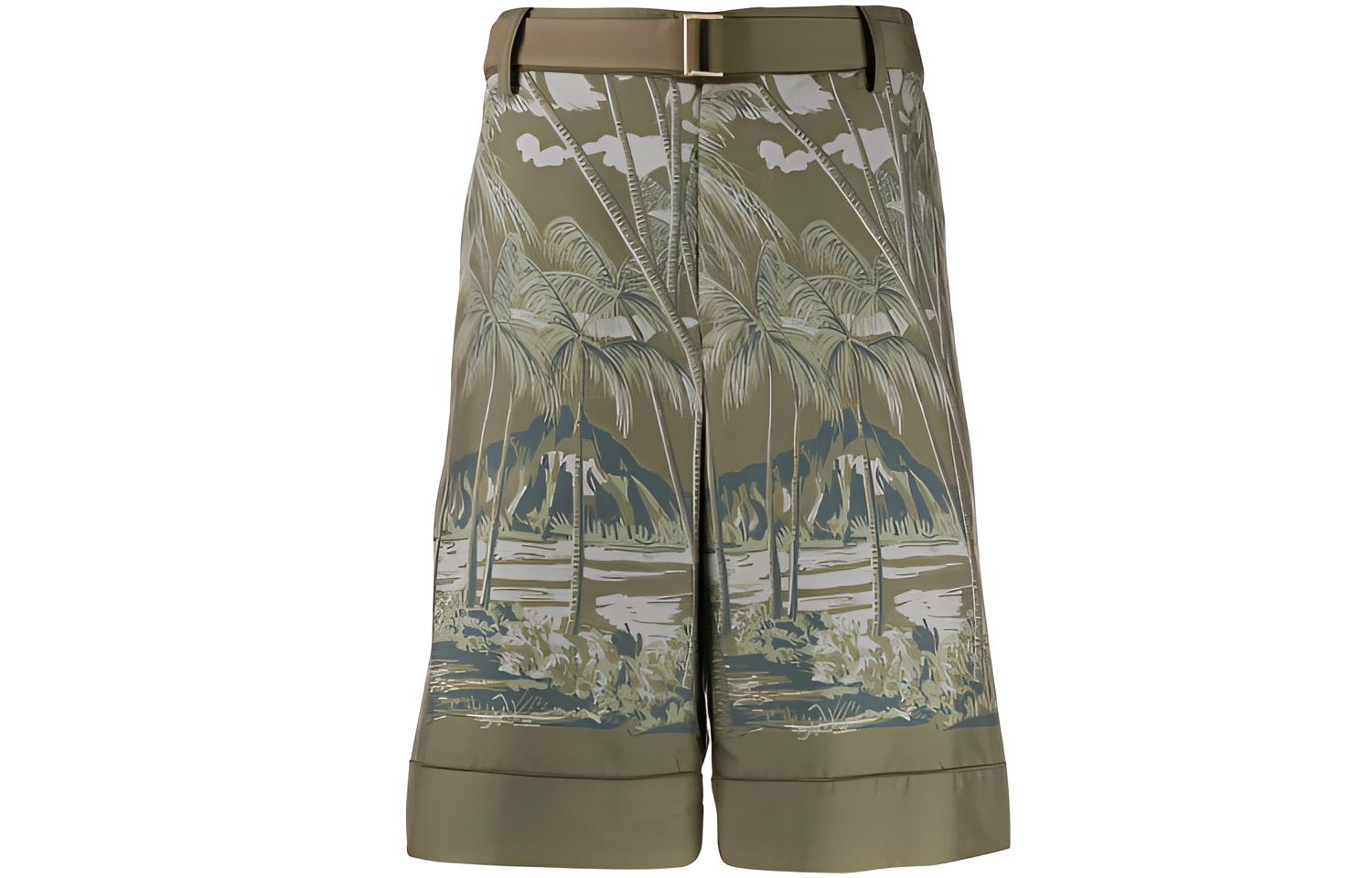 Sacai FW21 Multicolor Beach Print Shorts Green 20-02195M