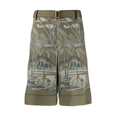 Sacai FW21 Multicolor Beach Print Shorts Green 20-02195M