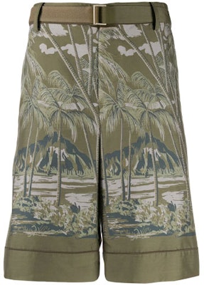 サカイ FW21 マルチカラービーチプリントショーツ グリーン 20-02195M Order サカイ FW21 マルチカラービーチプリントショーツ グリーン 20-02195M
