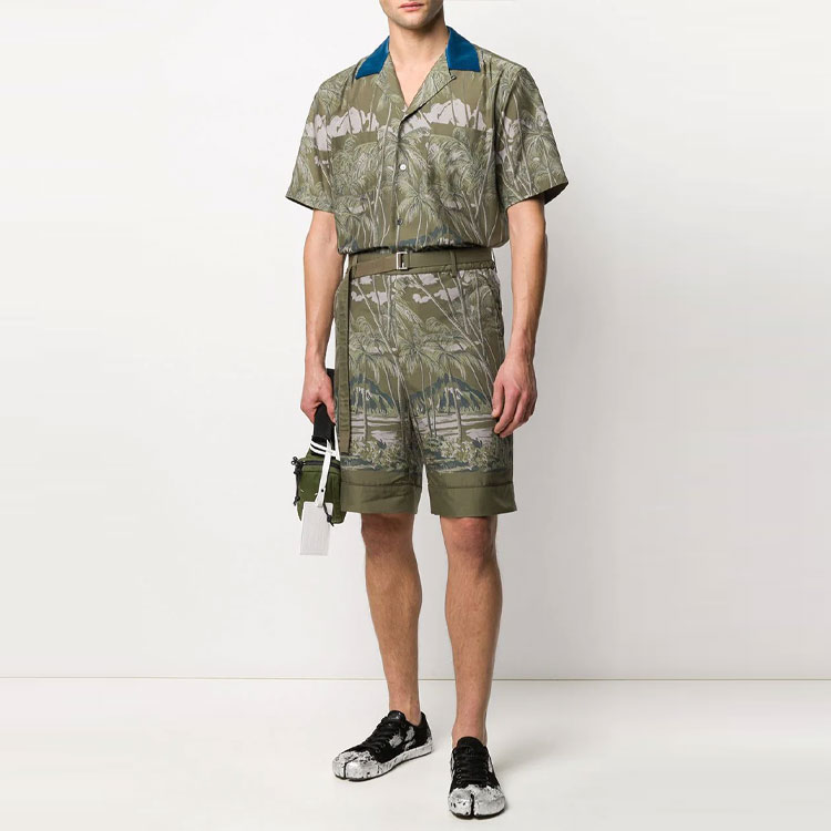 Lookbook サカイ FW21 マルチカラービーチプリントショーツ グリーン 20-02195M