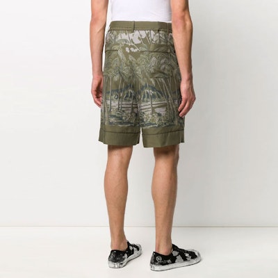 サカイ FW21 マルチカラービーチプリントショーツ グリーン 20-02195M Shop サカイ FW21 マルチカラービーチプリントショーツ グリーン 20-02195M