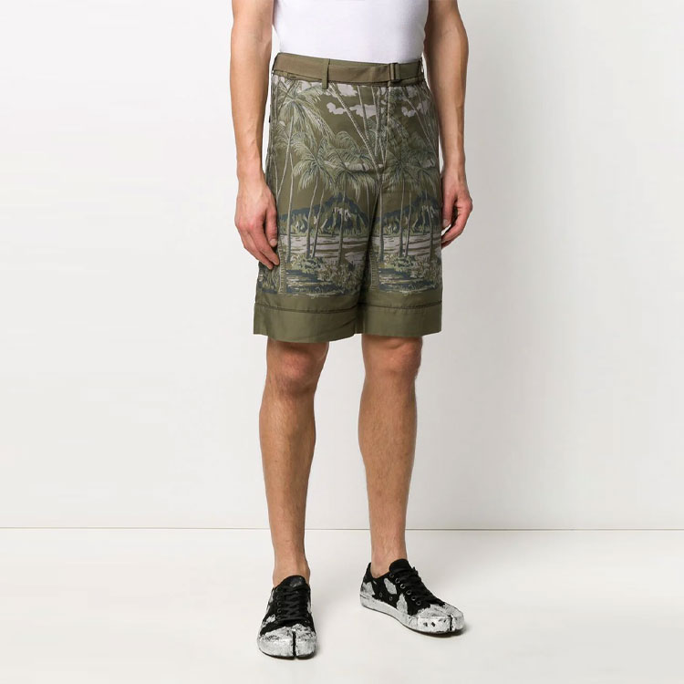 Purchase サカイ FW21 マルチカラービーチプリントショーツ グリーン 20-02195M