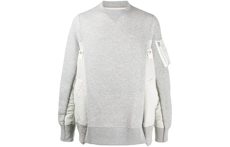 Sacai FW21 Oversized Patchwork Pullover Sweatshirt Grey SCM032-381
