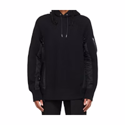 Sacai FW21 Solid Color Side Panel Pullover Hoodie Black SCM-033-002